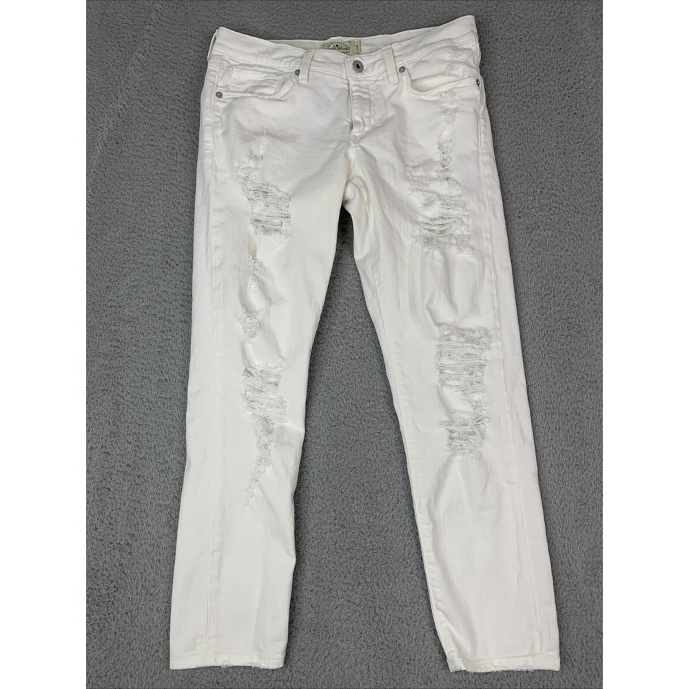Lucky Brand WomensJeans Size 27 Sienna Slim Boyfriend Distressed White Denim
